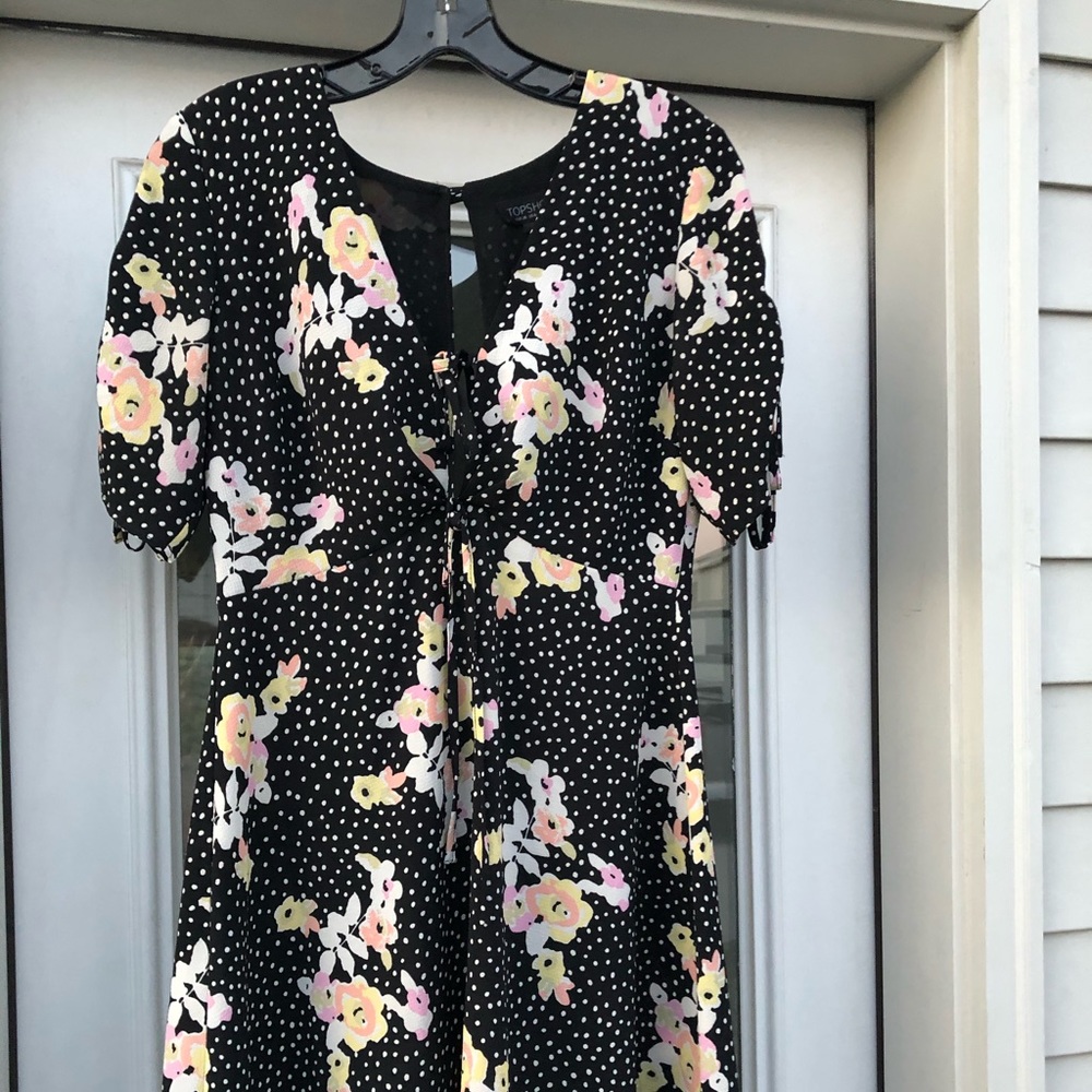 Topshop polka dot floral dress